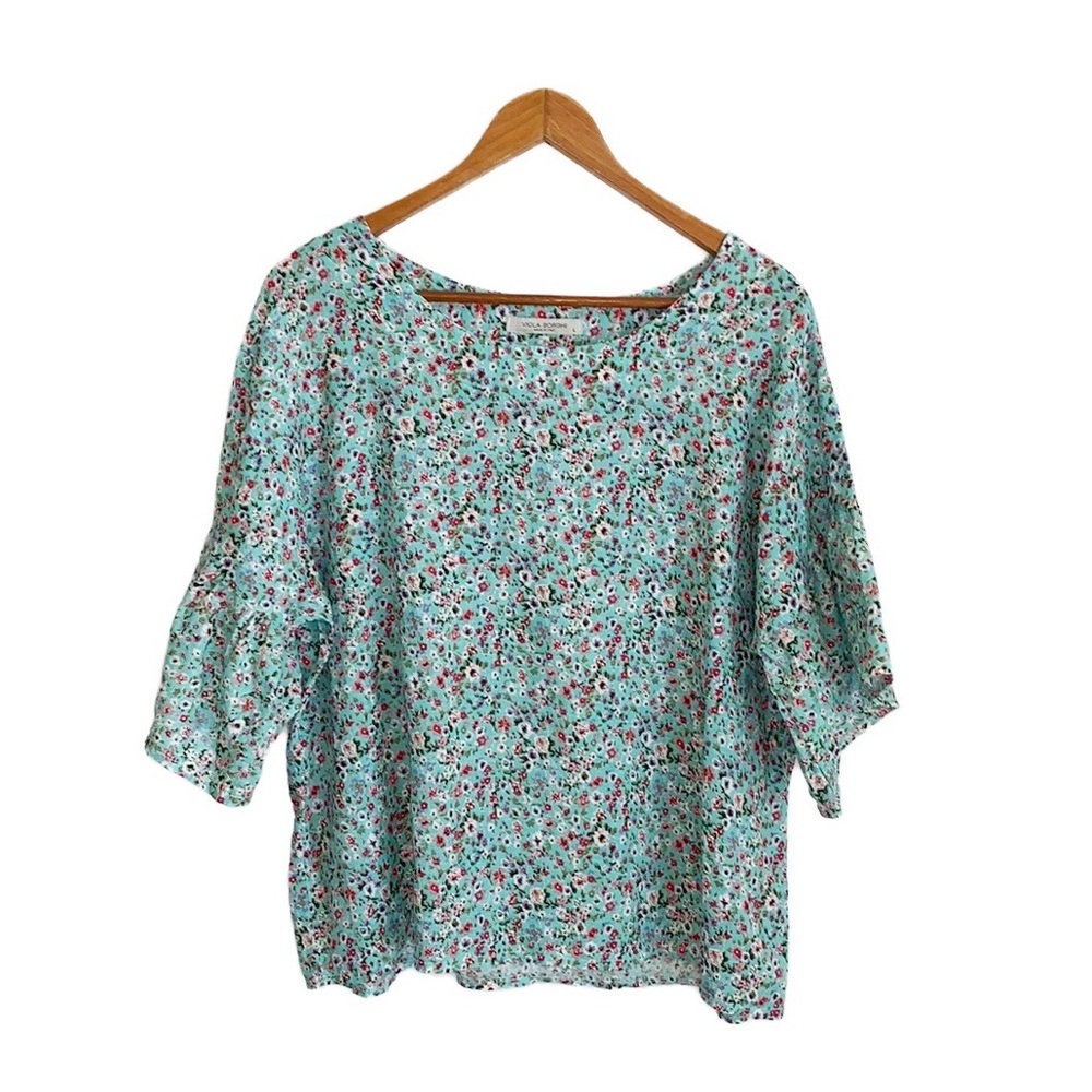 Viola Borghi Linen Ruffle Sleeve Top